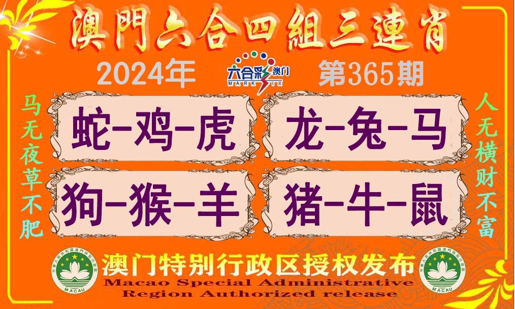 2024365期：四组三连肖